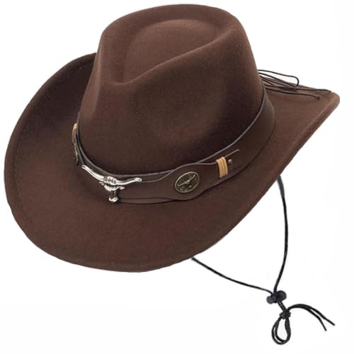 Chapeau de cowboy Fedora en feutre pour femme et homme, noir