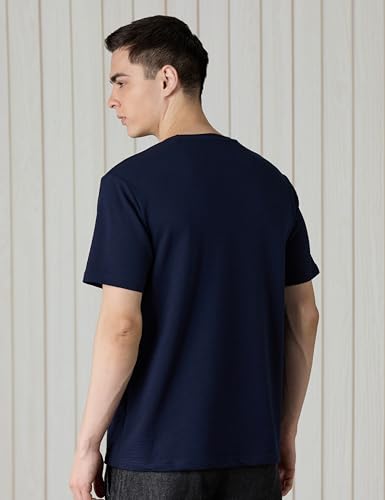 Image of Amazon Brand - Symbol Men Cotton Rich Relaxed Fit Textured T-Shirt | Half Sleeves | Available in Plus Size