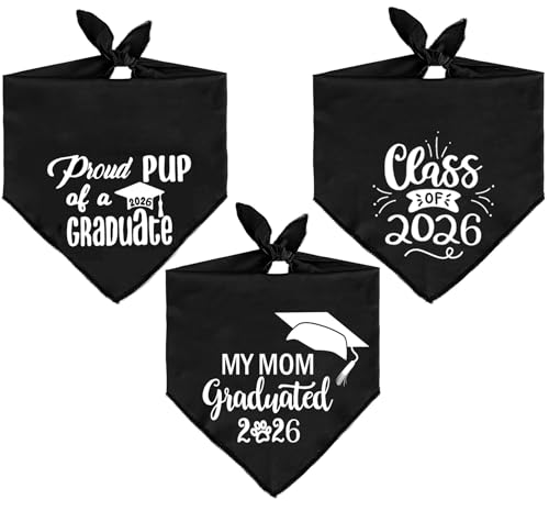 3 Pack Dog Graduation Bandana, My Mom Graduated Dog Bandana, Proud Pup of a 2026 Graduate Bandana for Small Medium Large Dogs Pet