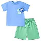 KISBINI Toddler Boys Summer Clothes Set Hawaiian Cotton T-Shirt and Shorts Set Dinosaur Sharks Clothing Set