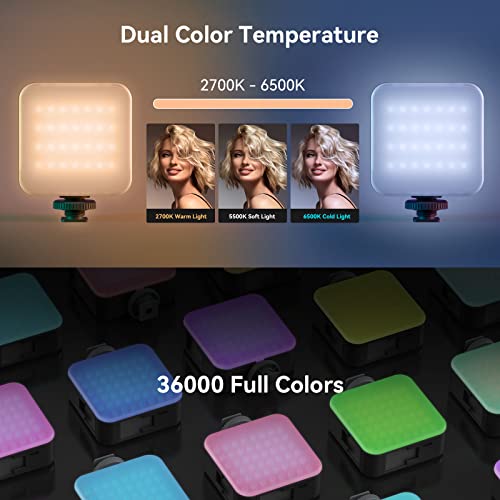 SMALLRIG P108 Luz de Vídeo RGB, Luces LED Portátiles para Cámaras, Iluminación Fotográfica a Todo Color de 360° con 3 Cold Shoe, 2700K-6500K, Panel de Luz de Vídeo Recargable de 2500mAh - 4055 - imagen 6