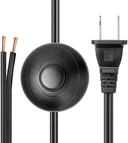 [UL Listed ] PLUSPOE 5Ft 18AWG AC Power Cord Plug w/Floor Foot Pedal Push Switch Inline Lamp Light On-Off Control