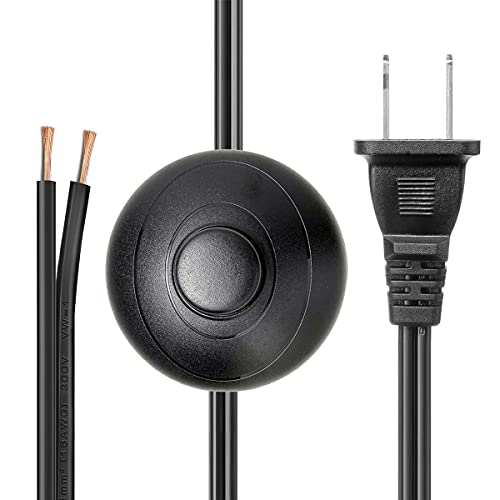 Exclusive [UL Listed ] PLUSPOE 5Ft 18AWG AC Power Cord Plug w/ Floor Foot Pedal Push Switch Inline Lamp Light On-Off Control