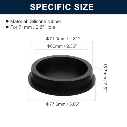 Image of uxcell 2 Pcs Black Plug Holes, Waterproof Rubber Button Plug for 71mm / 2.8 inch Hole