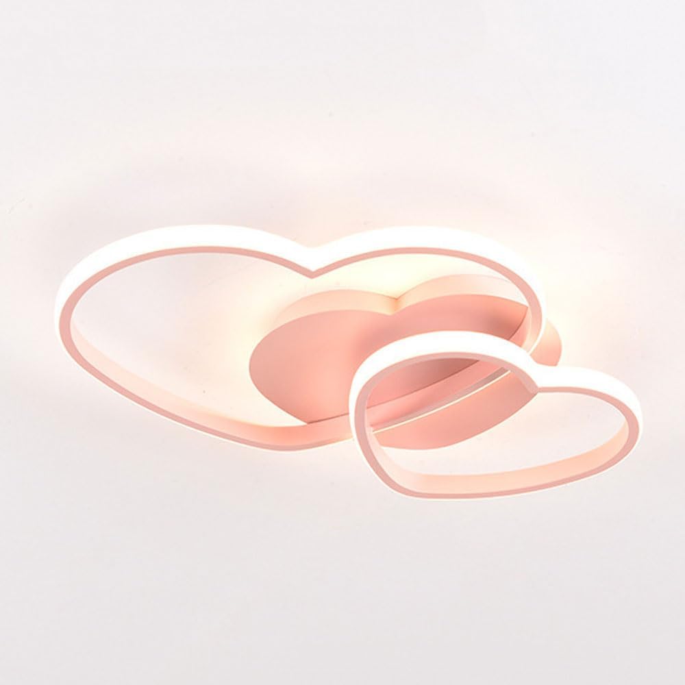 ZYYYSG Cute Heart Shaped Creative Children's Room Iron Lamp Body Acrylic Lampshade 3000-6000K Led Ceiling Light Fixture Decorative Recessed Dimmable Chandelier for Bathro