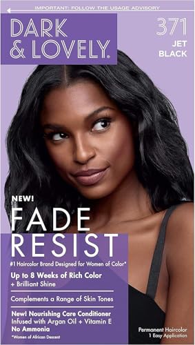 Dark and Lovely Jet Black 371 Fade Resist Permanent Hair Colour Hair Dye Up PACK OF 3