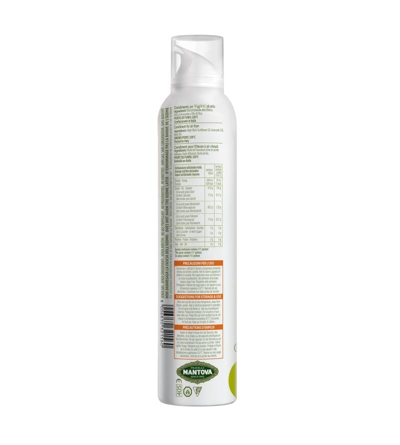 3x Fratelli Mantova Olio Friggi Leggero 230°,Luftfritteusen Öl,200ml Sprühöl + Italian Gourmet Polpa di Pomodoro 400g Dose