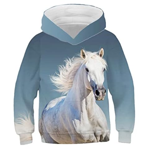 Bangqi Sudadera para Niños Caballo 3D Sudadera con Capucha Cover