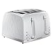 Russell Hobbs Honeycomb 4 Slice Toaster (Independent & Extra wide slots with high lift, 6 Browning levels, Frozen/Cancel/Reheat function, Removable crumb tray, 1500W, White textured high gloss) 26070