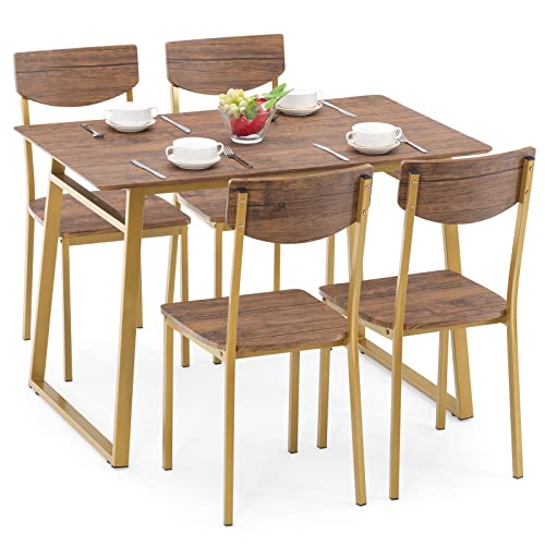 Jomeed 5 Piece Dining Table Set For 4 Kitchen Table And Chairs For 4 Space Saving Metal And Wood Rectangular Dining Table With Chairs Perfect For Dining Room, Kitchen And Small Spaces #TOP7