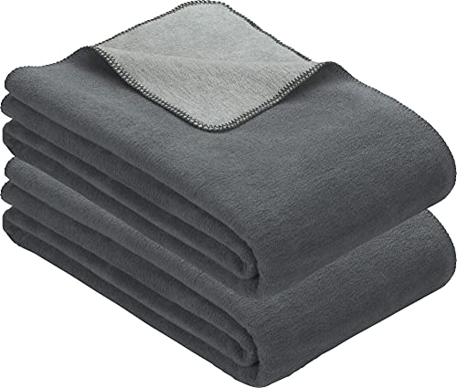 Erwin Müller Wohndecke, Wolldecke Matera 2er- Pack grau/Silber Größe...