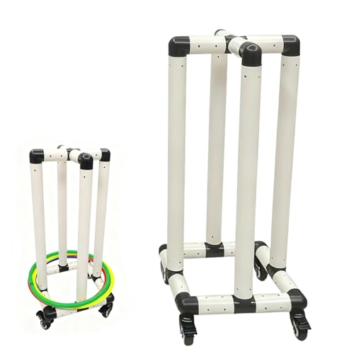 フラフープ 収納 組み立てが簡単なPVCフラフープ収納カート(車輪付き)、ヨガスタジオ、ジム用の可動式フラフープホルダー/オーガナイザー(Fit 50cm/19.7in Dia Hula Hoop)