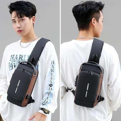 KACHKIT Phone Bag Waterproof Polyester Slim Unisex Crossbody Sling Bag Any Phone a Men's Shoulder Bag, Leisure Travel Handbag and Anti-Theft Chest Bag with USB Charging Port, (Multicolor ; PCS-1). 2