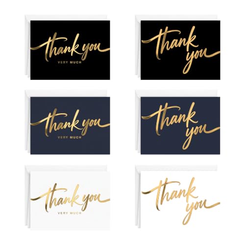 Gold Foil Thank You Cards, 48 Pack