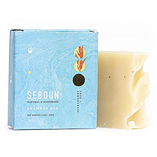 Seboun Lemongrass Sage Shampoo - 100% Natural Shampoo Bar – Handmade with Olive Oil & Coconut Oil – 3.5oz Bar