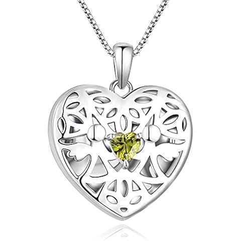 FJ Herz Foto Medaillon Anhänger Halskette Schutzengel Kette Damen 925 Sterling Silber Bilder Memory Medaillon Kette Cover