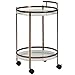 FineBuy Design Chariot de Service Verre Givré Blanc Or Rond Ø 50 cm | Table d'appoint sur Roues Rétro | Chariot de Nourriture Acier Moderne | Chariot De Cuisine avec des Freins 2 Niveaux