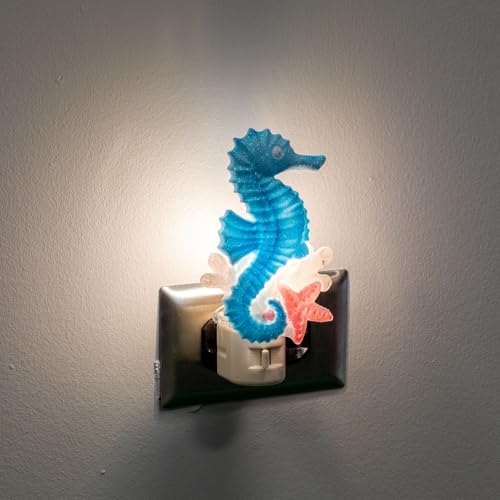 Image of Novelty Lights LED Lamp Seahorse with Starfish Spring Summer Decoration Night Light with Swivel Plug