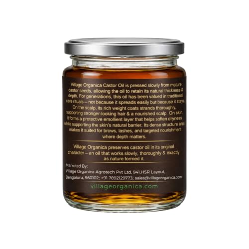Image of Luxury Cold-Pressed Castor Oil (250 ml Glass Bottle) | 100% Pure, Natural & Hexane-Free | Rich in Vitamin E for Hair Growth, Eyelashes, Eyebrows & Skin Care