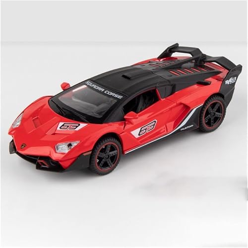 Image of 1:32 Lamborghinii SC18 Diecast Sports Car Model with Sound & Light High Simulation Pull Back Metal Toy for Kids & Collectors Realistic Details Openable Doors (Red)