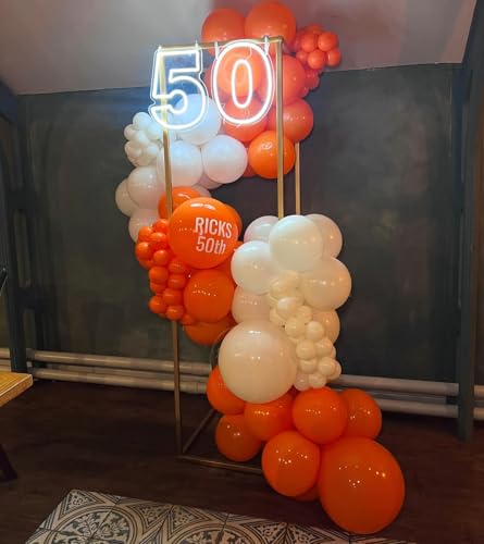Image of Orange and White Balloon Arch Kit, ADOINBY 140Pcs White and Orange Balloons Confetti Balloon 18 12 10 5 Inch Different Size Balloons for Baby Shower Halloween Birthday Anniversary Party Decoration