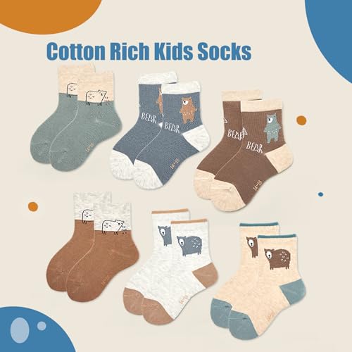 Boys Cotton Crew Socks Kids Seamless Socks Colorful Cartoon Quarter Socks for Boys 6 Pack2