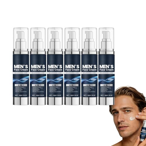 Crema hidratante facial 6 en 1 para hombres, crema antiedad y sacos de ojos, eliminador de manchas oscuras, tonificación y elevación del cuello, loción facial para hombres para hidratar la piel (6