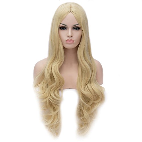 CoastaCloud 30" LOLITA Moda Peluca Largo Pelo Ondulado Rizado para Fiesta Adultos Dorado Claro Cover