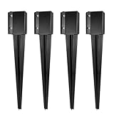 XYADX Fence Post Anchor 32 inch Ground Spike Heavy Duty Black Powder Coated Fence Stakes Post Base for Mailbox, 32 x 4 x 4 Inches Outer Diameter (Inner Diameter 3.6 x3.6 Inches), Pack of 4