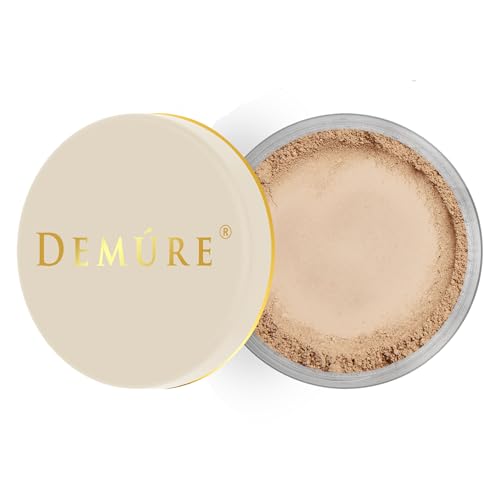 DEMÚRE Maquillaje mineral recluido, base mineral media oscura a base de minerales, maquillaje corrector, maquillaje natural hecho de minerales puros triturados, polvo facial suelto, maquillaje mineral