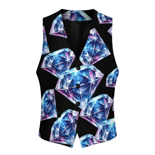 Diamond Universe Symbol Men's Suit Vests Dress Vest V-Neck Waistcoat Slim Business Formal with Pocket4