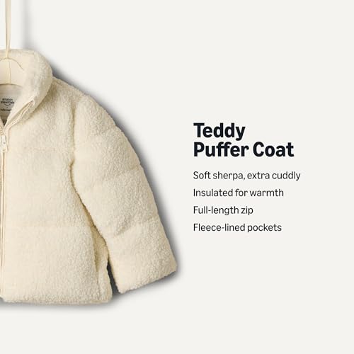 Image of Amazon Essentials x Sofia Grainge Unisex Toddlers and Babies' Teddy Puffer Jacket, Winter Coat, Fleece Lined