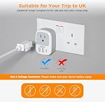 TESSAN Canada to UK Ireland Travel Adapter 2 Pack, Plug Adaptor | 1 Outlet and 3 USB Ports(1 USB C), Type G Power Plug for London, Scotland, Kenya, Singapore, Hong Kong, Saudi Arabia