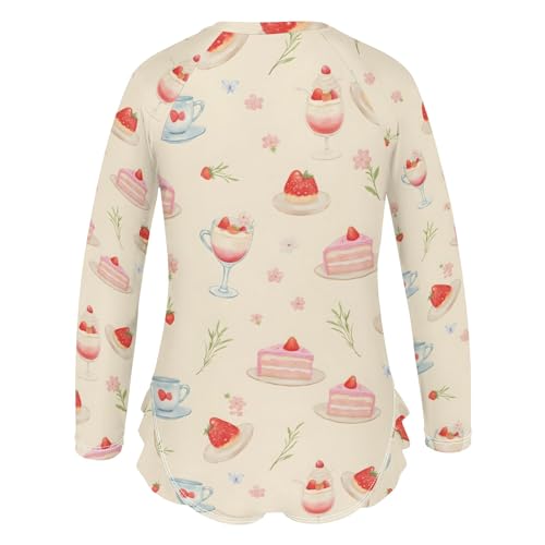 ALAZA Toddler Swimsuit Girl Bathing Suit Swimwear Rash Guard Ice Cream Cake Long Sleeve 3T3