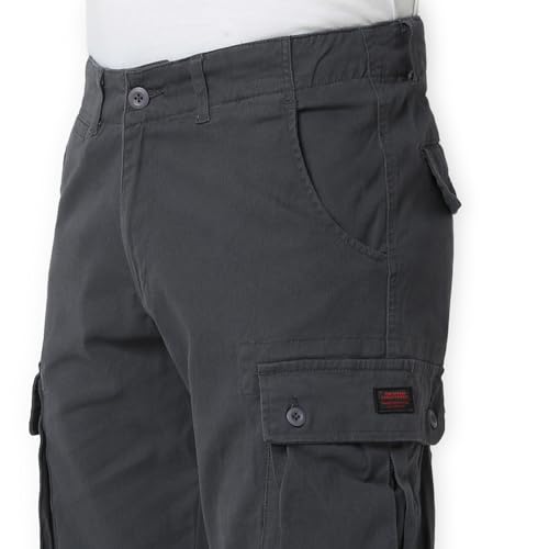 Image of Spykar Men's Relaxed Fit Mid Rise Mid-Rise Casual Cargos