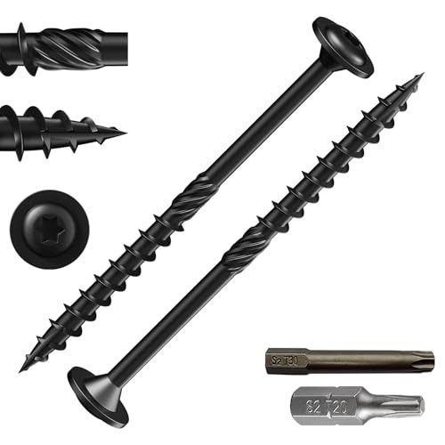 Wensilon #10 x 3' Black Lag Screws, 60-Count