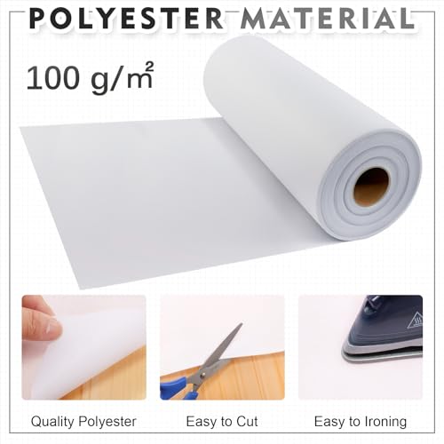 New Upgraded Heavy Weight White Iron-On Non-Woven Fusible Interfacing Heavy Weight Non-Woven Interfacing Iron On Polyester Single-Sided Interfacing for Crafts Supplies, 11.8 Inch x 30.6 Yard