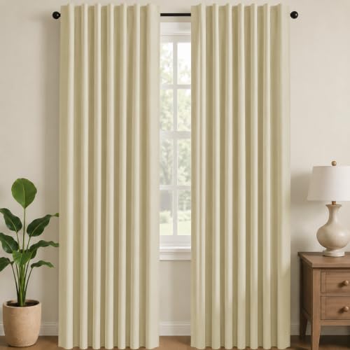 Deconovo Blackout Curtains 95 Inch Long, 2 Panels for Bedroom, Beige by Deconovo - Used condition - CA$40.75
