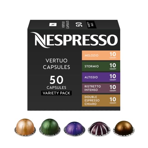 Image of Nespresso Capsules Vertuo, Discovery Variety Pack, 50- Count (Pack of 1) Coffee & Espresso Pods, Brews 7.77 fl. oz, 2.7 fl. oz, and 1.35 fl. oz
