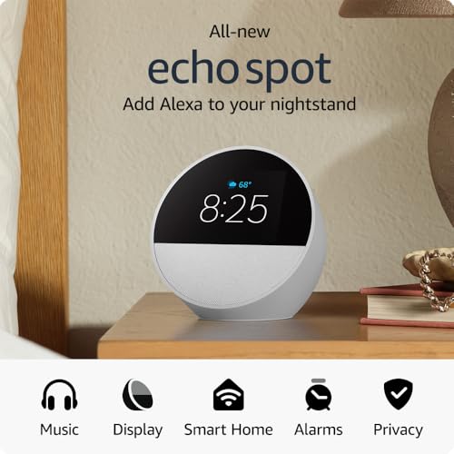 Amazon All-New Amazon Echo Spot (2024 Release) In Glacier White Bundle With Amazon Smart Plug thumb #7