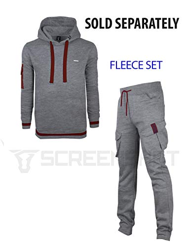 SCREENSHOT SPORTS-P11960 Mens Premium Hip Hop Cargo Pockets Fleece Pants - Slim Athletic Jogger Fitness Workout Utility Sweatpants-H.Grey-Medium - Thumbnail 5