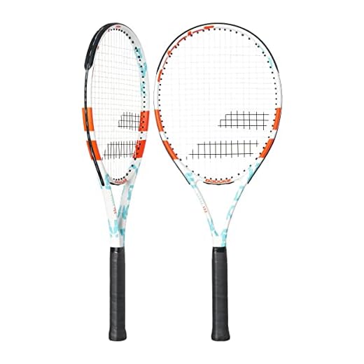 Babolat Evoke 102 Women's Strung Tennis Racquet, Blue/White/Orange (4 3/8" Grip)