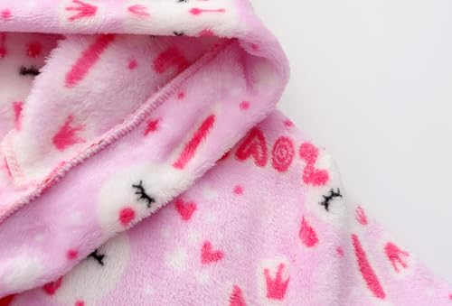 Image of Kids Hooded Bathrobe Girls Soft Plush Hooded Flannel Pajamas Sleepwear Boys Spa Robe
