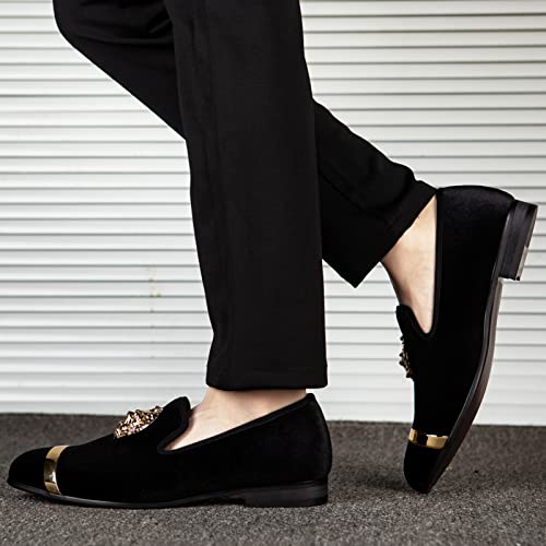 Image of Meijiana Men's Velvet Loafers - Fashion Casual Low-Heel Dress Shoes for Men with Rubber Sole & Metal Buckle - Perfect Business & Formal Attire, Stylish Mens Shoes
