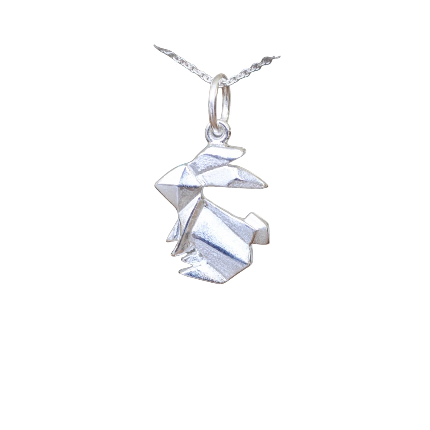 Origami Bunny Rabbit Necklace in Sterling Silver with 20 Inch Chain