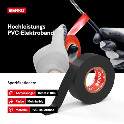 ERKO Isolierband Multicolor 15mm x 10m Farbig Set 10 Stück, Reparatur – Ansicht 2