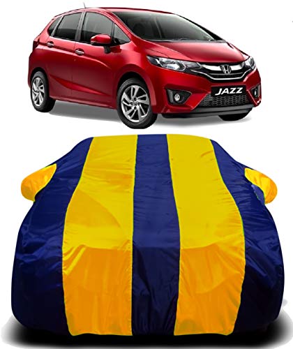 Image of Waterproof Car Cover Compatible for Honda Jazz with Ultra Surface Body Protection (Yellow Stripes)