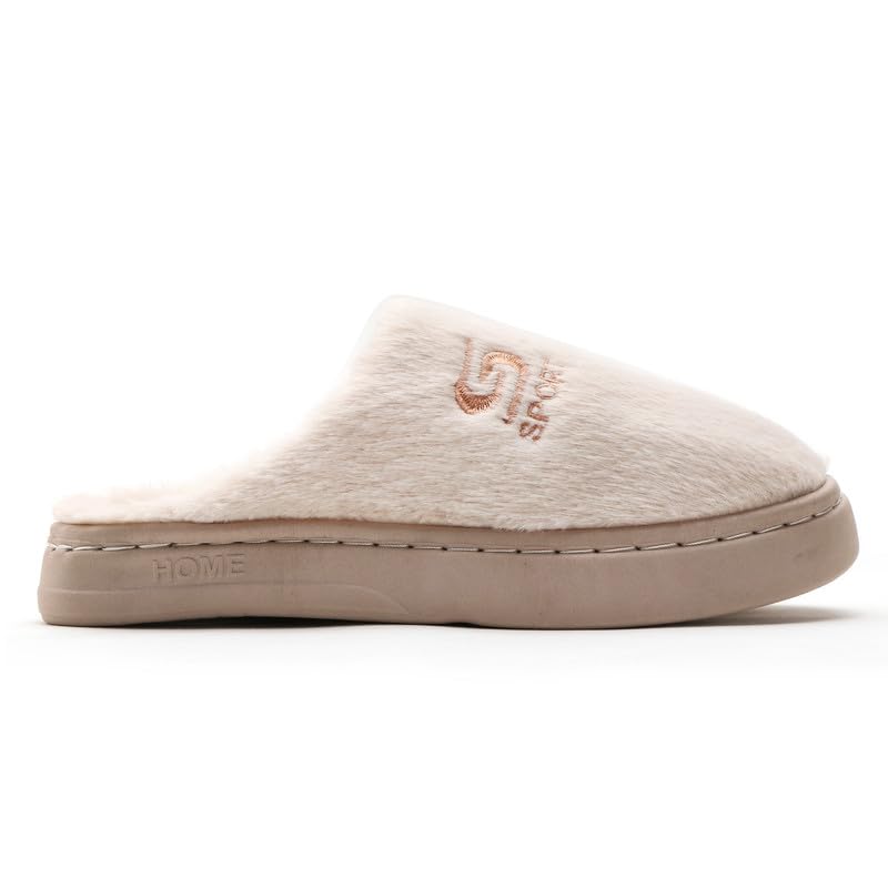 Image of Unisex Winter Flip Flop Slipper for Men and Women Soft Faux Fur Slip On Indoor Home Slides Slipper for Bedroom Sandals