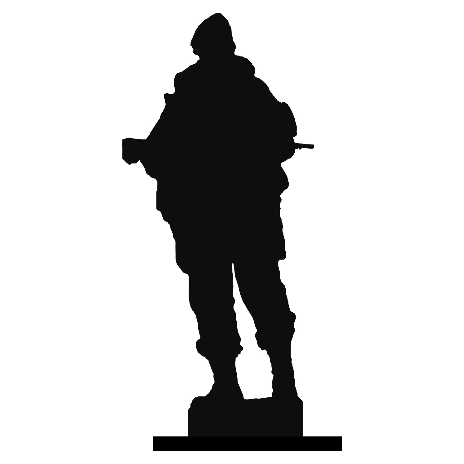 Silhouette British Army Soldier Figure Looking Head On, Free Standing 24cm tall