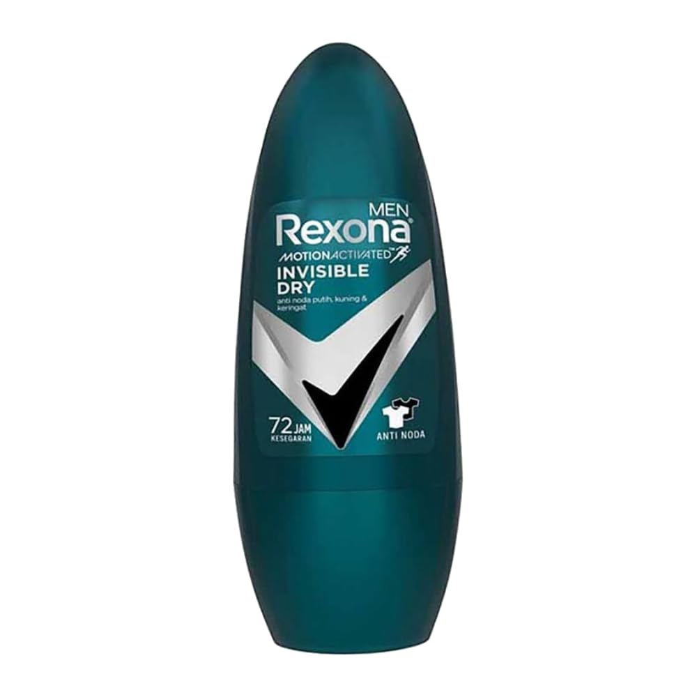 Rexona Men's 72 hour sweat & odor protection Antiperspirant Deodorant Roll-On Invisible Dry with MotionActivated technology, 45 Ml